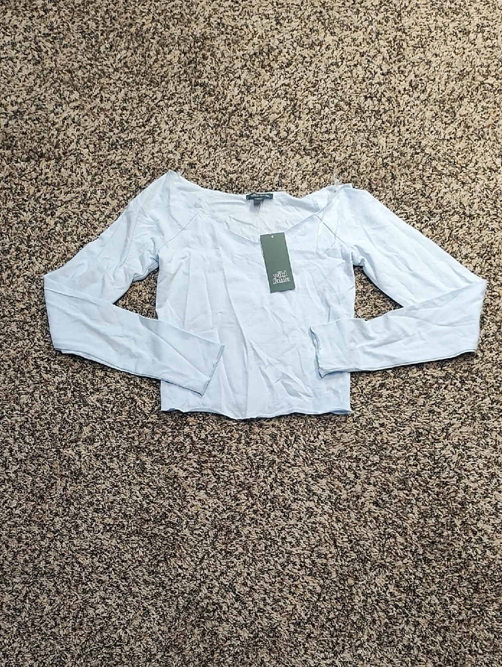 Wild Fable | Light Blue Women's Long-Sleeve Scoop Neck Crop Top